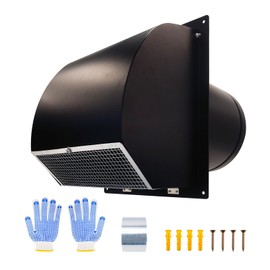 10 Inch Galvanized Steel Hooded Wall Vent, Outdoor Wall Vent Cap with Mesh Cover and Damper for Kitchen, Bathroom, Laundry, Garage Ventilation and Exhaust (Black)