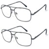 V.W.E. 2 Pairs Metal Frame Aviator No Line Progressive Clear