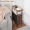 LOAKEKEL Narrow End Table Living Room with Charging Station, Skinny