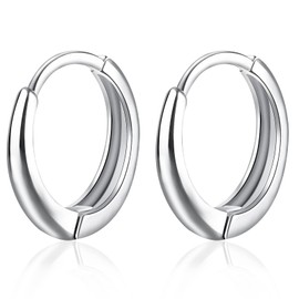 Sterling Silver Hoop Earrings, 14mm Small Plain Hoop Earrings, Silver Hoop Earrings for Women, Fine Jewelry Gifts for Girl Teen Sister Daughter