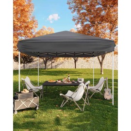 Garveelife 10x10 Pop Up Canopy Tent, Outdoor Canopy Tent with 3 Adjustable Height, Easy Set Up Canopy with 4 Sandbags & Carrying Bag for Camping, Parties,Outdoor Events - Gray