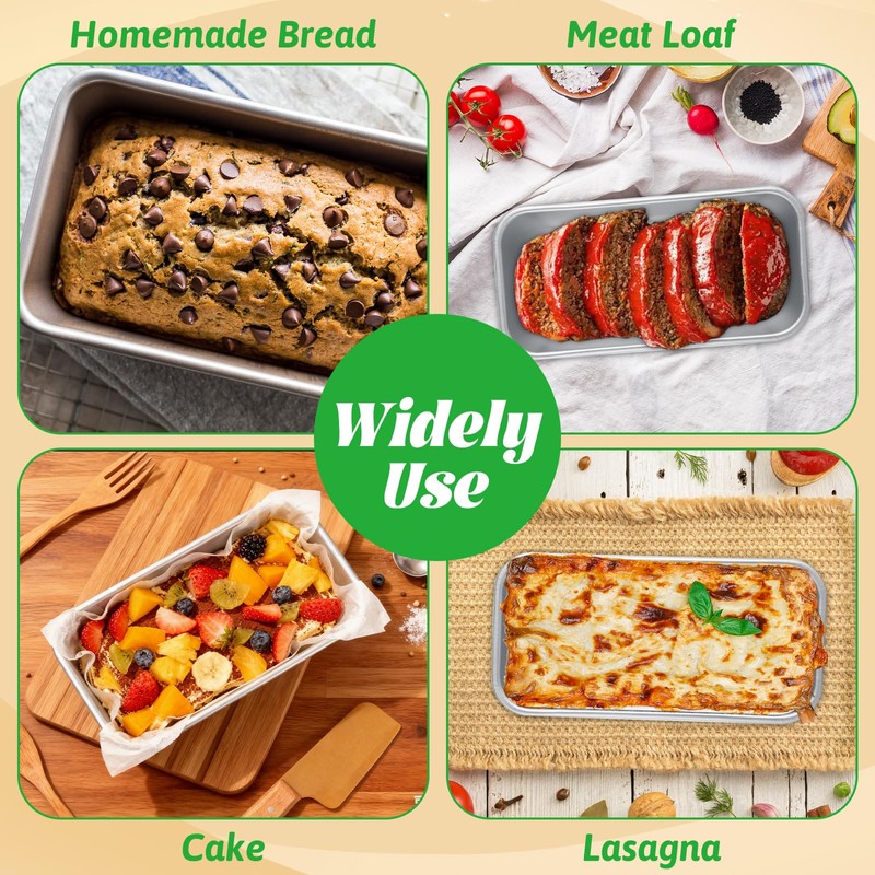 AKOLAFE 4 Pack Aluminum Loaf Pans 8x4 Inch Banana Bread
