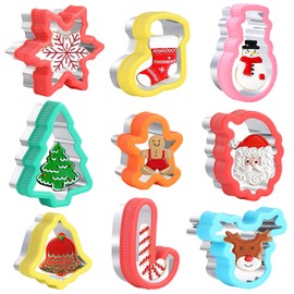 Christmas Cookie Cutters Mold Set, 9 Pieces Cookie and Fruit Cutter Molds, DIY Food and Decoration Accessories