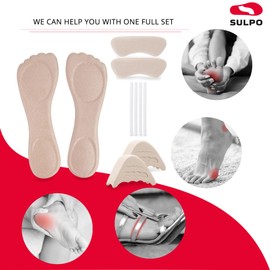 SULPO Einlagen Set - Antirutsch Geleinlagen - Linderung von Fußschmerzen - Antislip Silikon Fersenkissen, Einlage, Zehen Griffe Liner, Silikon Riemen Fußpflaster - Einlegesohlen für Absätzschuhe