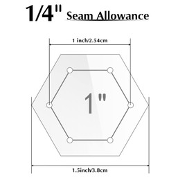 Weewooday 6 Pieces Hexagon Quilting Templates 1 Inch, 1.5 Inch, 2 Inch, 3 Inch, 4 Inch, 5 Inch with 1/4 Inch Seam Allowance, Acrylic Quilting Templates for DIY Sewing Crafts
