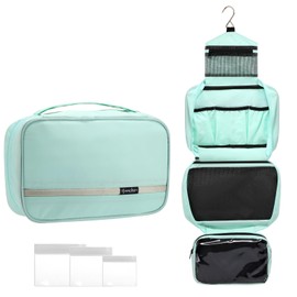 homchen Hanging Toiletry Bag Travel Kit for Men Women, Upgrade Large Capacity Wash Bag Makeup Bag with 4 Compartments, Foldable Compact Size