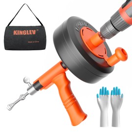 Drain Auger, Drain Snake With Drill Adapter, 25ft Plumbing Auger Heavy Duty Flexible Sink Steel Plumbing Auger Bathroom Hair Clog Removal Tool, Manual Or Powered for Shower & Bathtub Clog