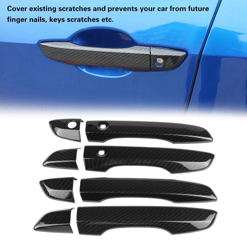 4Pcs Carbon Fiber Car Side Door Handle Frame Cover Trim