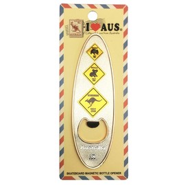I Love Aus Australian Road Signs Surfboard Magnetic Bottle Opener Silver