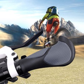 Ergonomic handlebar grips for MTB, trekking bike, e-bike, city bike, road bike and folding bike with two sides, lock-on design made of non-slip rubber (22 mm bicycle grips Edition 2019)