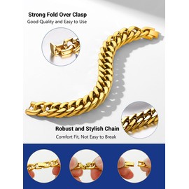 PROSTEEL Thick Gold Bracelet Gold Chain Men Bracelet