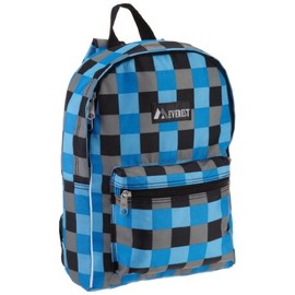 Everest Luggage Multi Pattern Backpack, Blue Bold Plaid, Medium