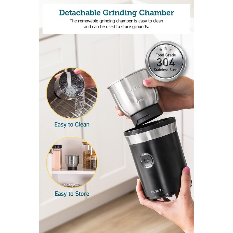 COSORI Coffee Espresso Grinder Electric, Food Grade Stainless Steel Blades,