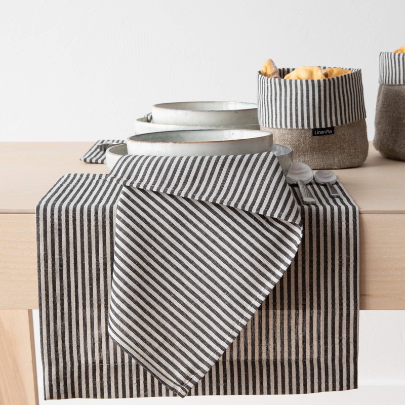 Set of 4 Napkins Black Linen Cotton Jazz