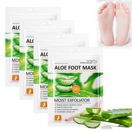 4 PCS Foot Peel Mask for Hard Skin Feet Peeling Mask for Dry Skin Effectively Moisturizing Remove Foot Calluses for Foot Care Cracked Heels Dead and Dry Skin Unisex(Aloe Vera)