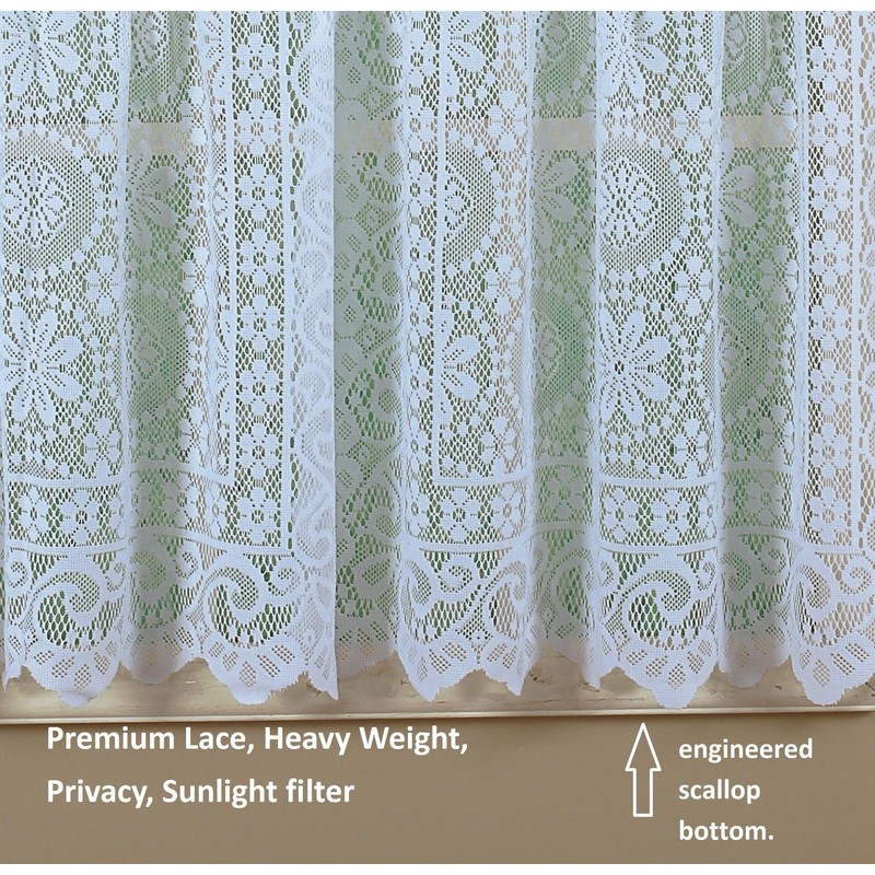 Today's Curtain Hopewell Premium Lace Panel 63", White, 58W x