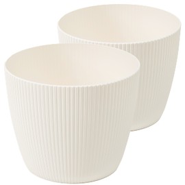 Tymar Flower Pot, Pack Of 2, Round Shape, Planter (2 Pack), Cream, Diameter 10 cm