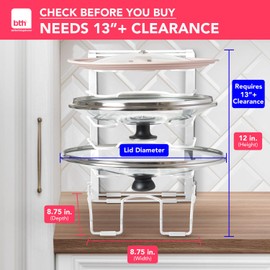 BTH Adjustable Pot Lid Organizer for Cabinet - Kitchen Storage Rack 6 Adjustable Shelves, Pot Lid Holder, Pan and Pot Rack Organizer, Pantry & Inside Cabinet Organizer (13” Clearance)