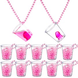 WGXX 12 Pcs Bachelorette Shot Glasses Set, Bachelorette Party Favors Shot Cups, Funny Plastic Beaded Gifts Shot Glass for Bachelor Wedding Party Decorations (Non-Luminous, Pink)