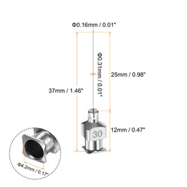 HARFINGTON 12pcs 30Gauge Stainless Steel Dispensing Needles, 1" All Metal Glue Needle Tube Blunt Tips Luer Lock for Thick Liquids, Ink, Glue, Lab Use