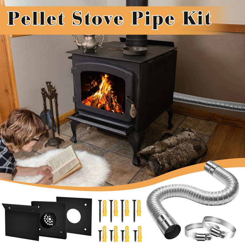 Zhaoyao Pellet Stove Pipe Kit, 2" x 59" Aluminum Flex