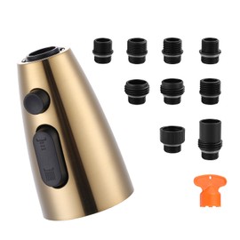 WOWOW Kitchen Faucet Head Replacement Gold, 3 Function Pull Out Spray Nozzle with 9 Adapters for Kitchen Sink Faucet，US Standard for Moen Kohler Delta Faucets G1/2 Male Connector