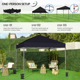 Yaheetech 8x8 Pop Up Canopy Easy Set-up Tent, Portable Outdoor Canopy Instant Tent, Commercial Gazebo with Wheeled Carry Bag & 4 Sandbags for Home, Party & Outdoor Activities, Black