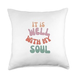 Birdie's Nest Christian Designs Christian Design It is Well with My Soul Throw Pillow, 18x18, Multicolor
