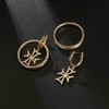 Yheakne Punk Circle Cross Earrings Gold Circle Drop Earrings Brass