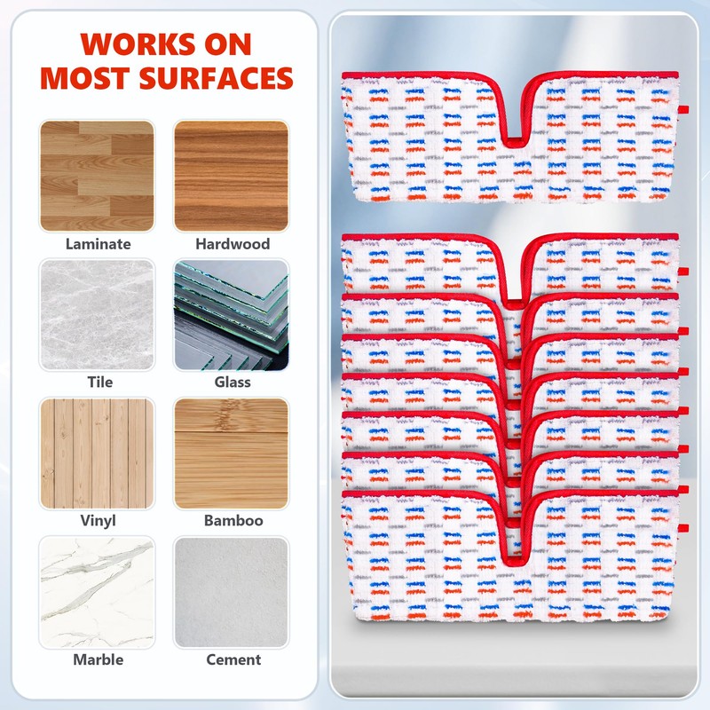 8 Pack Mop Refill Pads Compatible with O-Cedar ProMist MAX
