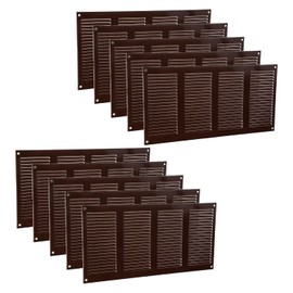 Vent Systems 16" x 8" Inch Pack of 10 Brown Air Vent Cover Metal Air Return Grill with Built in Pest Guard Screen HVAC Vent Cover for Home Improvement Vent Duct Cover