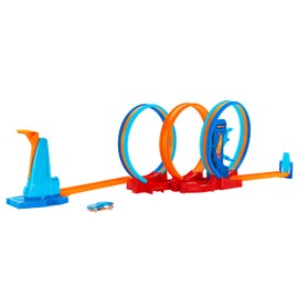 Hot Wheels Ultra Hots Loopings Loopings Toy Car Track with 3 Loops, Launcher and 1 Vehicle, 4 Years (Mattel HPX93)
