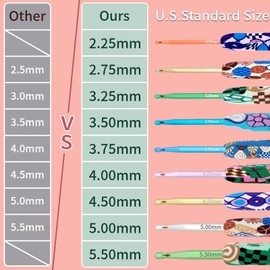 Looen Crochet Hooks 9-Piece Set, Ergonomic Soft Grip Crochet Hooks for Crocheting, with Cartoon Patterns, Crochet Kits for Arthritis Patients and Beginner Hobby Knitters.