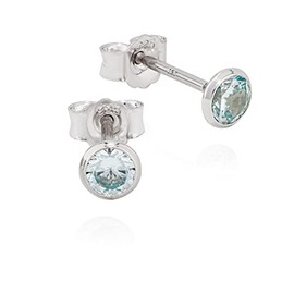 NKlaus Pair of Goblet Stud Earrings 925 Silver Tarnish-Resistant 4 mm Zirconia Light Blue Earrings 11212, Silver, Cubic Zirconia