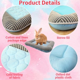 PINVNBY Rabbit Bed Cooling Pad, 20.8" L*16.9" W Bunny Self Bed Mat, Ice Silk Summer Pet Cooling Sleeping Pad, Portable Cage Liner Washable for Bunnies Guinea Pigs Chinchillas Hedgehog Ferrets