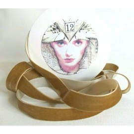 SILK COTTAGE RIBBON 3 Yards 3/4" Velvet Ribbon TAUPE Quality / Finished Edges / NEW