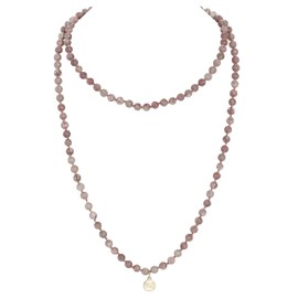 Firstmeet Stone Necklace Long Agate Beads Chain Round Smooth Bracelet Jewelry for Women(XL-1116-Red Medical)