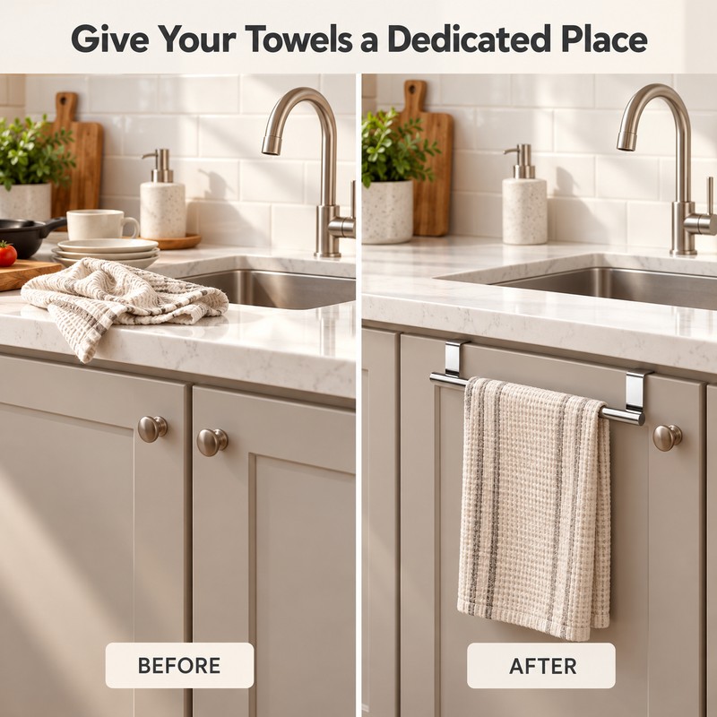 36cm Over Cabinet Door Towel Rack for Kitchen & Bathroom