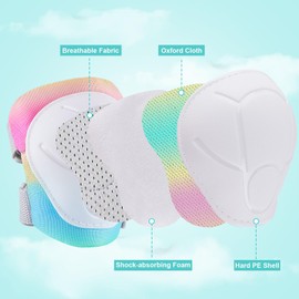 MHJY Knee Pads for Kids Elbow Pads Set 6pcs Protection Gear Kit Adjustable Girls Wrist Guard for Skateboard Bike Cycling Scooter Riding Roller Skating Sports Todder Boys 3-8 Years