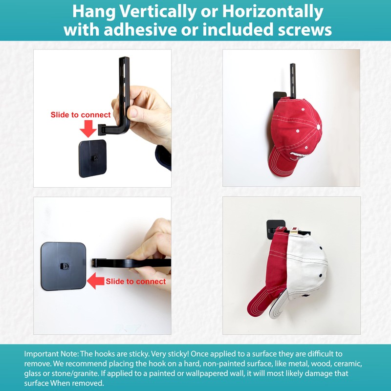 Perfect Curve Hat Rack for Hat Storage (4-Pack), Multi-Purpose Hat