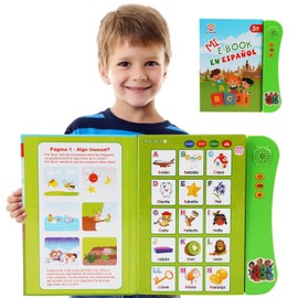 Libro Electrónico de Sonido Español, Juguetes Educativo de Aprendizaje, Juguetes Interactivos Juegos de Lectura para Niños y Niñas, Desarrollar la Capacidad de Lectura y el Pensamiento Lógico