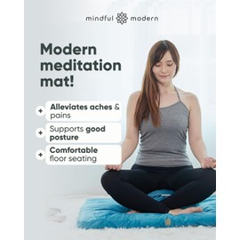 Mindful Modern Velvet Zabuton Meditation Mat - Luxurious Meditation Cushion Pillow with 100% Cotton Filling - Enjoy Better Posture and Greater Comfort for Zafu or Bench (Tropical Turquoise)