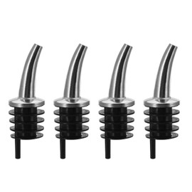 Westmark 4 Spirit/Oil Pourers for Bottles, Extra Short, with Trachea, Metal/Brass, Nickel-Free, Plastic Cork, Classic Gastro, Silver/Black, 437222E3