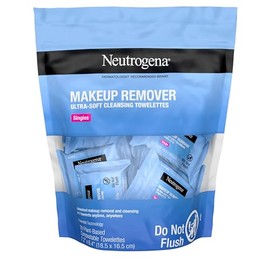 Neutrogena - Toallitas limpiadoras ultrasuaves para desmaquillar individuales: a base de plantas, 7.2 x 6.4 pulgadas, 20 unidades (paquete de 2)