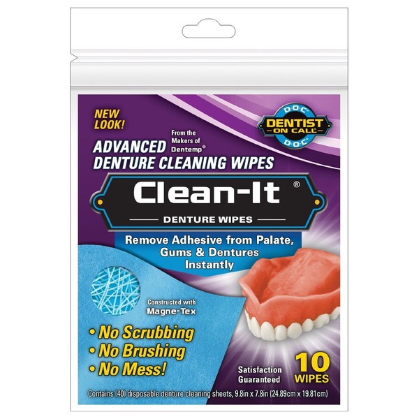 Clean-it Advanced Denture Cleaning Wipes, 10 Wipes