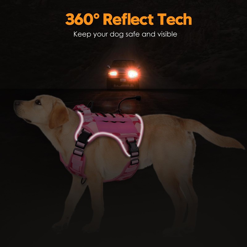 Heavy-Duty Tactical Dog Harness for Large Dogs, No Pull Adjustable