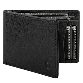 LORZOR Top Grain Napa Leather Wallet for Men | Slim Bifold RFID Blocking | Minimalist Front Pocket Mens Wallet with ID Windows up to 12 Cards | Gift for Him