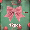 Pack of 12 12 x 15 cm Christmas Bows Pink