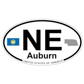 US Decal, Inc. Auburn, Nebraska Oval Sticker with State Flag