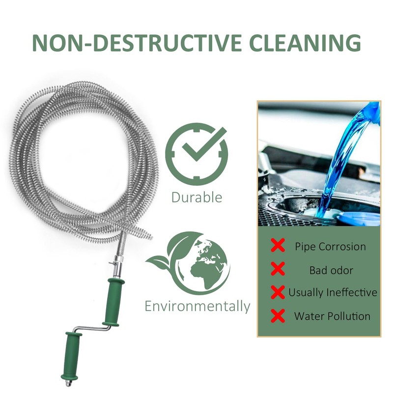 Asaiy Drain Unblocker Tool with Handle, Flexible Plumbing Snake, Professional